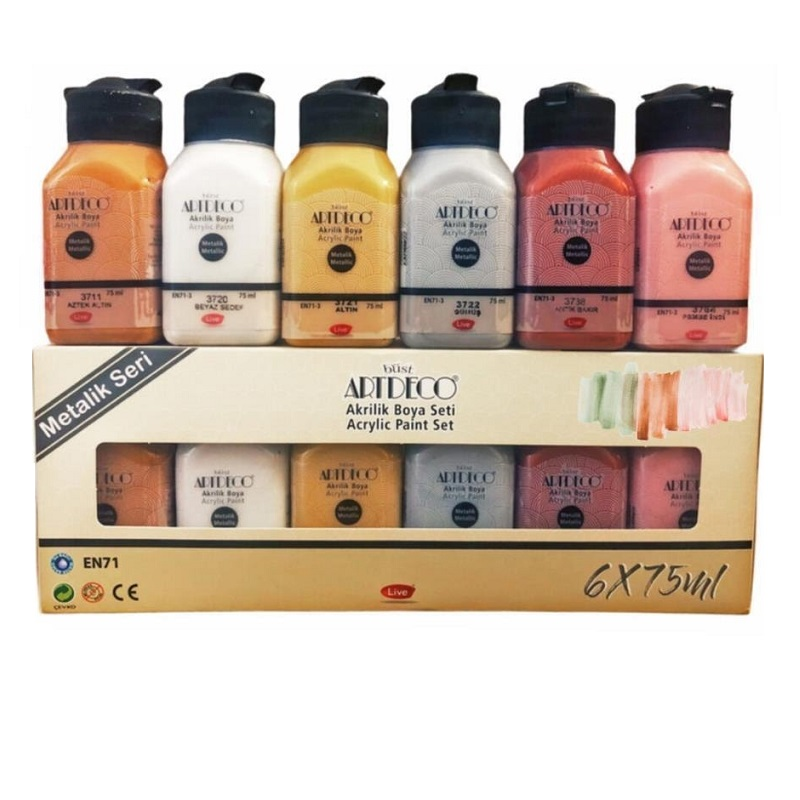 ARTDECO AKRİLİK BOYA 75 ML METALİK RENKLER 6 LI SET