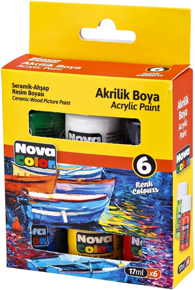 NOVA COLOR AKRİLİK BOYA ŞİŞE 6'LI 17 ML NC-2006