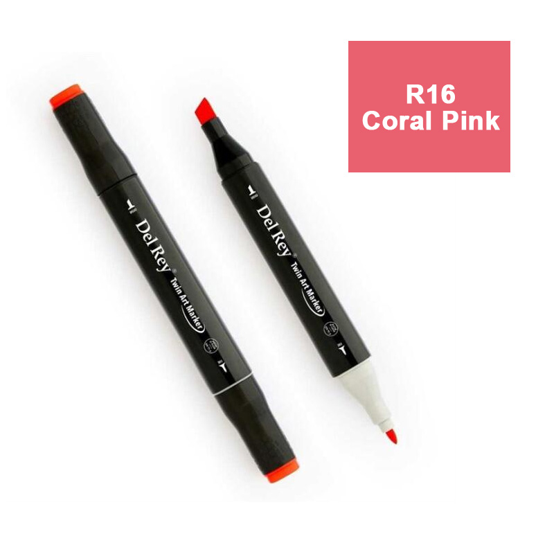 DEL REY TWIN MARKER R16 CORAL PİNK ÇİFT UÇLU GRAFİK KALEMİ MN-DR016