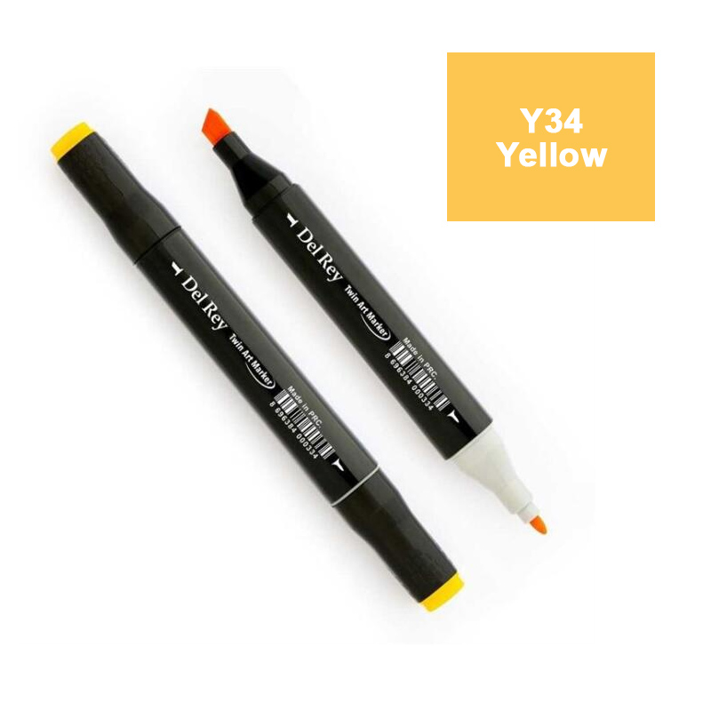 DEL REY TWIN MARKER Y34 YELLOW ÇİFT UÇLU GRAFİK KALEMİ MN-DR034