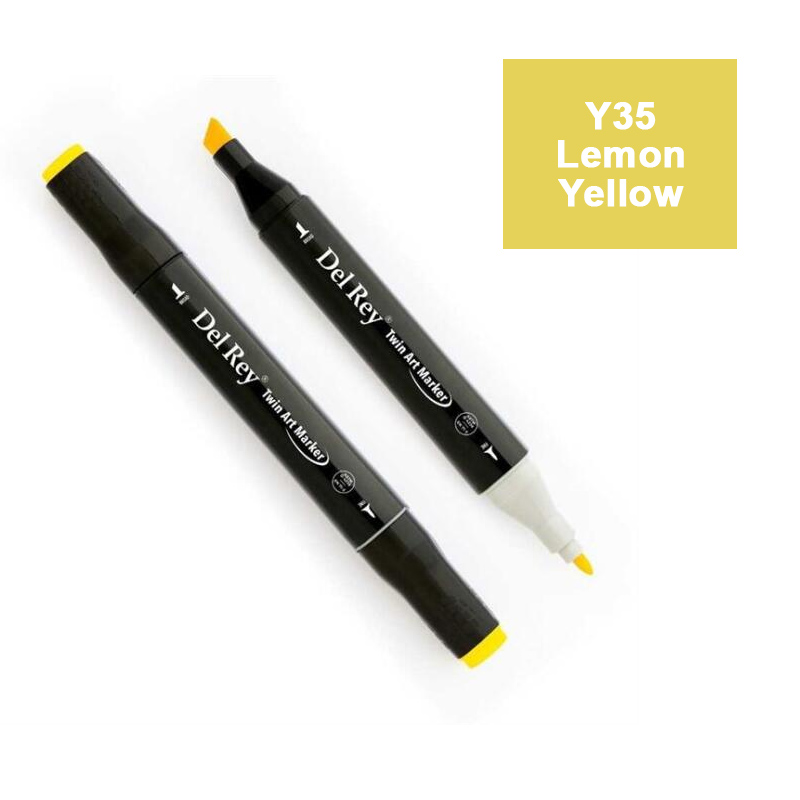 DEL REY TWIN MARKER Y35 LEMON YELLOW ÇİFT UÇLU GRAFİK KALEMİ MN-DR035