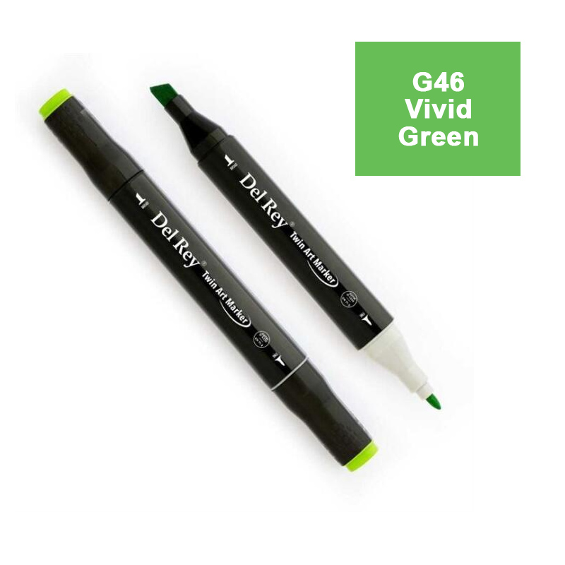 DEL REY TWIN MARKER G46 VİVİD GREEN ÇİFT UÇLU GRAFİK KALEMİ MN-DR046
