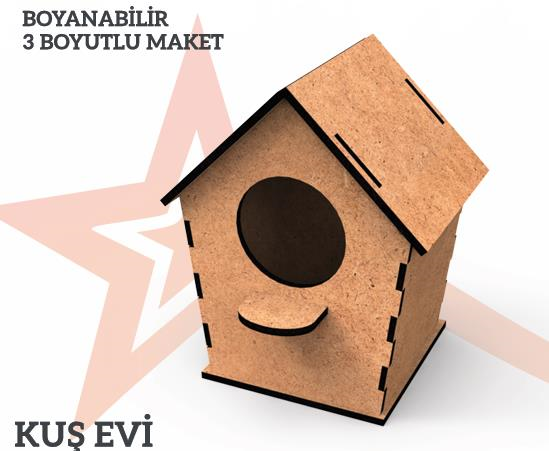 YILDIZLAR AHŞAP 3D AHŞAP BOYANABİLİR MAKET KUŞ EVİ BYM-09
