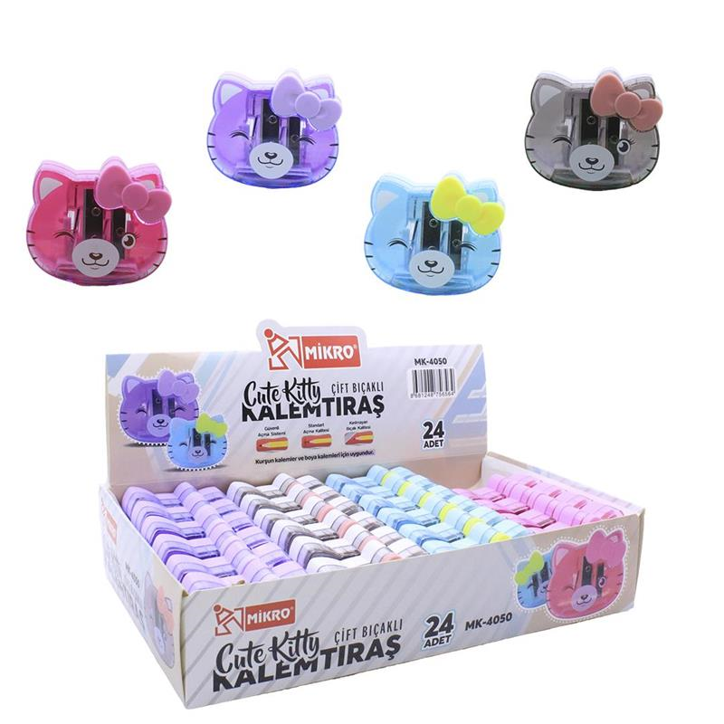 MİKRO MK 4050-24 CUTE KITTY ÇİFT BIÇAKLI KALEMTRAŞ